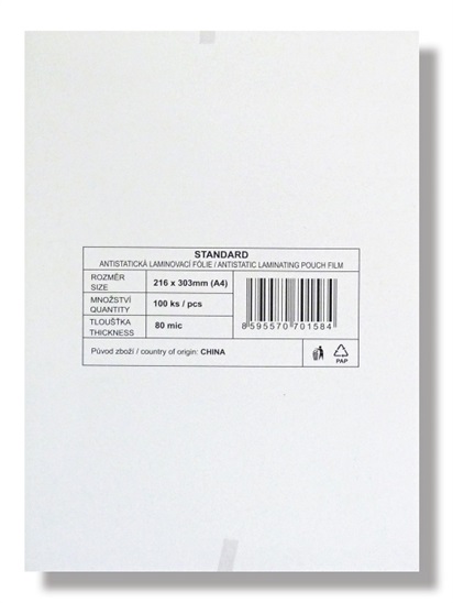 Laminovací fólie Eurosupplies A4, 80 mic 8595570701584
