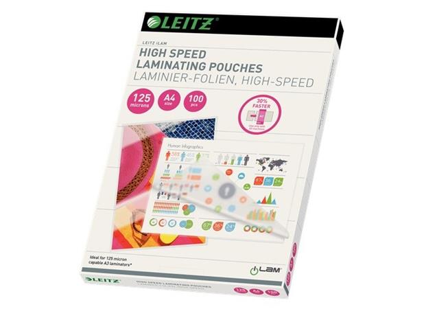 Laminovací kapsy Leitz iLAM A4 pro rychlou laminaci, 125 mic (100 ks) 74300002