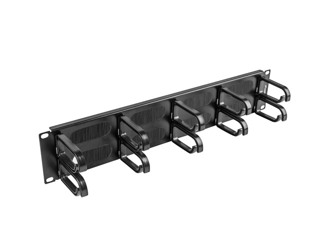 Lanberg 19" CABLE MANAGEMENT BRUSH PANEL 10 RINGS TYPE B 2U BLACK AK-1204-B