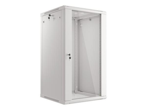 LANBERG 19" RACKOVÁ SKŘÍŇ PRO MONTÁŽ NA STĚNU 22U/600X600 (v rozloženém stavu) S PROSKLENÝMI DVEŘMI ŠEDÁ WF01-6622-10S