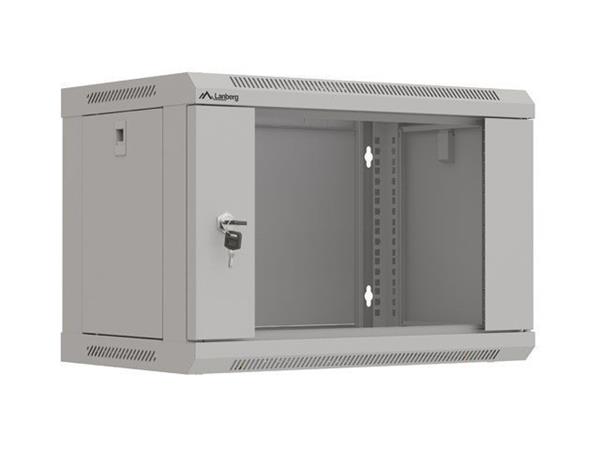 LANBERG 19" RACKOVÁ SKŘÍŇ PRO MONTÁŽ NA STĚNU 6U/540X350 (FLAT PACK) S PROSKLENÝMI DVEŘMI ŠEDÁ WF03-5306-10S