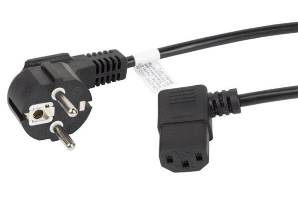 LANBERG CEE 7/7 na IEC 320 C13 POWER CORD 1.8M úhlový RIGHT VDE černý CA-C13C-12CC-0018-BK