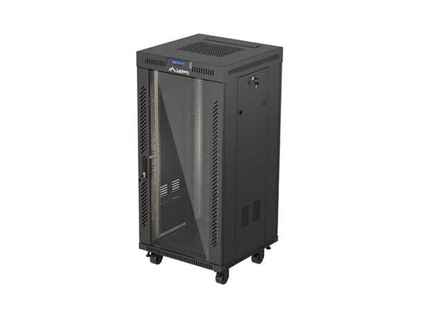 LANBERG INSTALAČNÍ RACK 19" 24U 600X600 ČERNÉ SKLENĚNÉ DVEŘE LCD (FLAT PACK) V2 FF01-6624-12BL