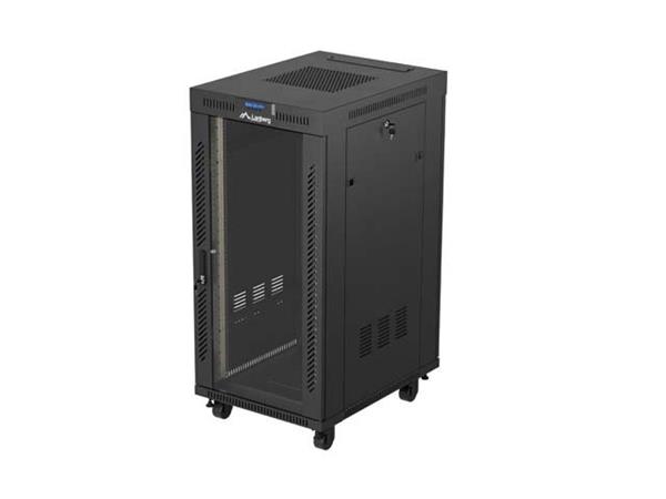 LANBERG INSTALAČNÍ RACK 19" 24U 600X800 ČERNÉ SKLENĚNÉ DVEŘE LCD (FLAT PACK) V2 FF01-6824-12BL