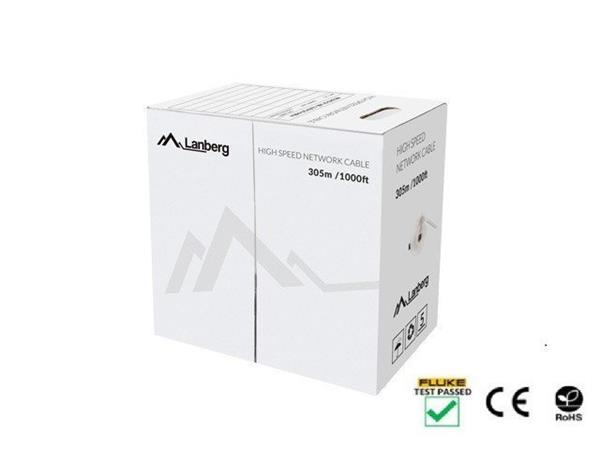 LANBERG LAN KABEL CAT.5E UTP 305M SOLID CU GREY FLUKE PASSED LCU5-12CU-0305-S