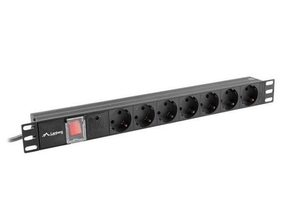 LANBERG NAPÁJECÍ DISTRIBUČNÍ JEDNOTKA (PDU) 19" 1U 10A 2M 7X SCHUKO ZÁSUVKY ČERNÁ C14 PDU-07F-0200-IEC-BK