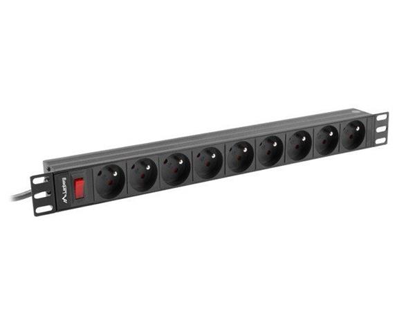 LANBERG NAPÁJECÍ DISTRIBUČNÍ JEDNOTKA (PDU) 19" 1U 16A 3M 9X FRANCOUZSKÉ ZÁSUVKY ČERNÁ PDU-09E-0300-BK