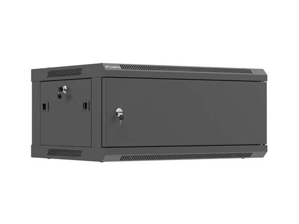 LANBERG NÁSTĚNNÁ INSTALAČNÍ SKŘÍŇ 19" 4U 600X450 ČERNÉ KOVOVÉ DVEŘE (PLOCHÉ BALENÍ) WF01-6404-00B