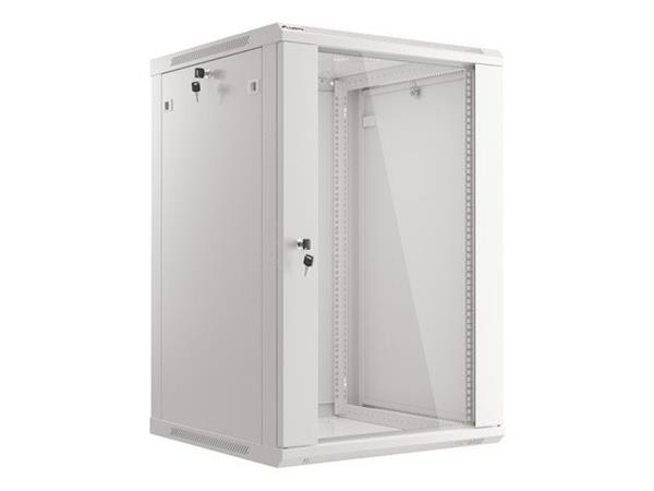 LANBERG Nástěnná jednodílná skříň 19", 18U/600x600 (v rozloženém stavu) šedá (RAL7035) V2 WF01-6618-10S