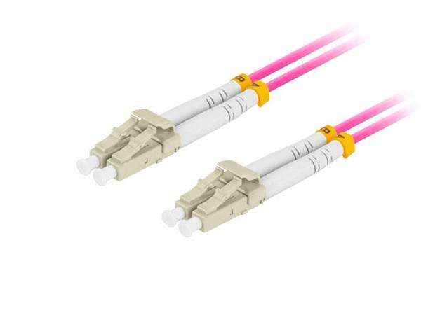 LANBERG optický patch cord MM LC/UPC-LC/UPC duplex 10m LSZH OM4 50/125 průměr 3mm, barva magenta FO-LULU-MD41-0100-VT