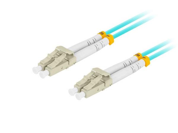 LANBERG optický patch cord MM LC/UPC-LC/UPC duplex 3m LSZH OM3 50/125 průměr 3mm, barva cyan FO-LULU-MD31-0030-TQ