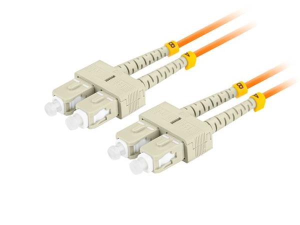LANBERG optický patch cord MM SC/UPC-SC/UPC duplex 2m LSZH OM2 50/125 průměr 3mm, barva oranžová FO-SUSU-MD21-0020-OG