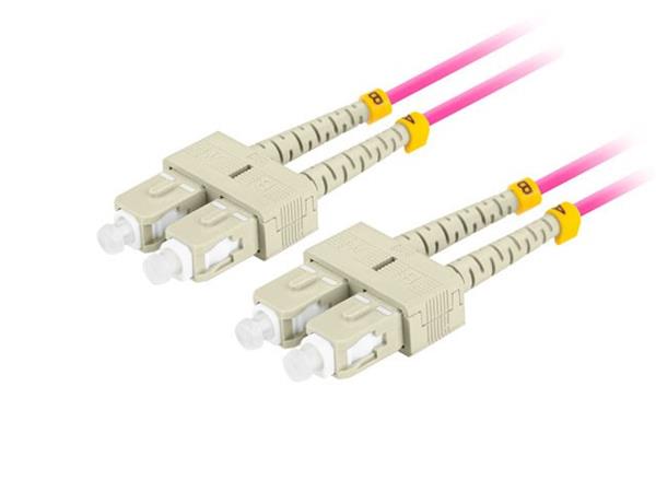 LANBERG optický patch cord MM SC/UPC-SC/UPC duplex 5m LSZH OM4 50/125 průměr 3mm, barva magenta FO-SUSU-MD41-0050-VT