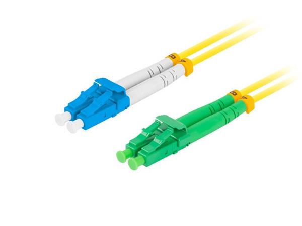 LANBERG optický patch cord SM LC/APC-LC/UPC duplex 2m LSZH G657A1 průměr 3mm, barva žlutá FO-LALU-SD11-0020-YE
