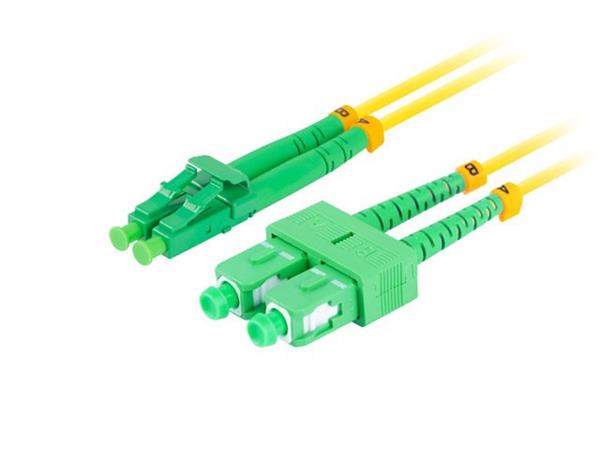 LANBERG optický patch cord SM SC/APC-LC/APC duplex 2m LSZH G657A1 průměr 3mm, barva žlutá FO-SALA-SD11-0020-YE