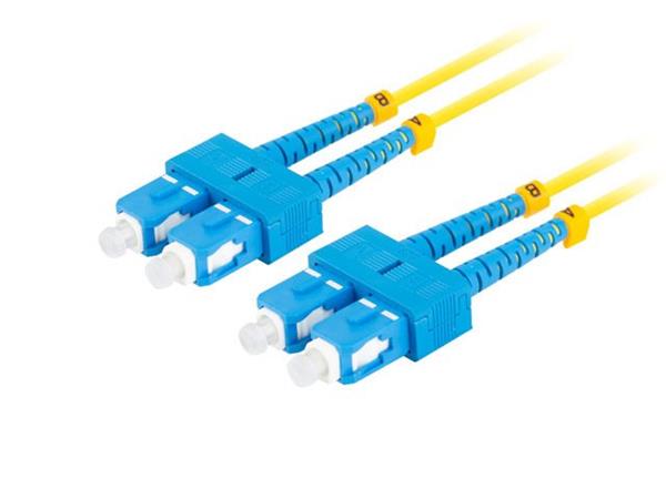 LANBERG optický patch cord SM SC/UPC-SC/UPC duplex 5m LSZH G657A1 průměr 3mm, barva žlutá FO-SUSU-SD11-0050-YE