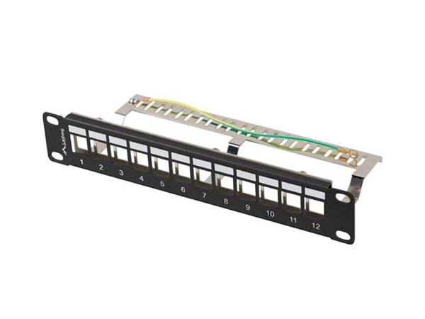 LANBERG PATCH PANEL 12 PORTŮ 1U 10" FTP PRO MODULY KEYSTONE ČERNÝ V2 PPKS-9212-B
