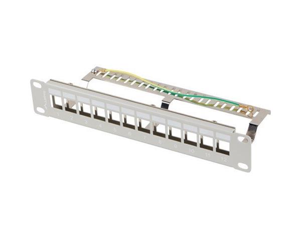 LANBERG PATCH PANEL 12 PORTŮ 1U 10" FTP PRO MODULY KEYSTONE ŠEDÝ V2 PPKS-9212-S