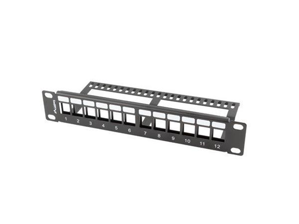 LANBERG PATCH PANEL 12 PORTŮ 1U S ORGANIZÉREM PRO KEYSTONE MODULY ČERNÝ PPKS-9112-B