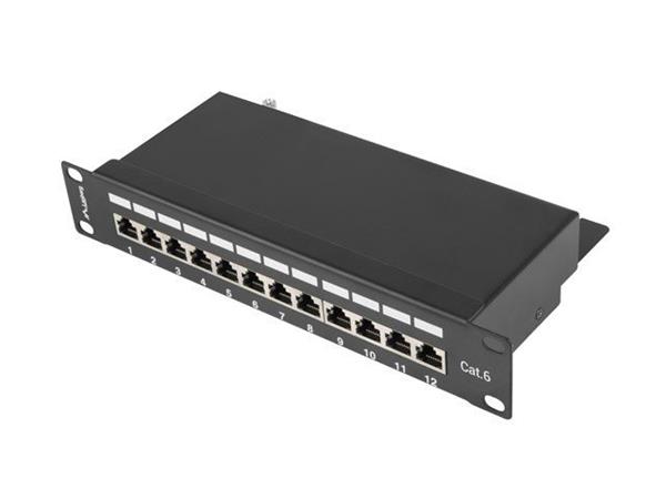 LANBERG PATCH PANEL 12PORT 1U 10" CAT.6 FTP STÍNĚNÝ ČERNÝ PPF6-9012-B