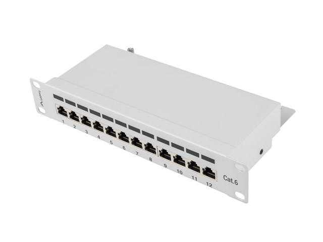Lanberg PATCH PANEL 12PORT 1U 10" CAT.6 FTP WITH CABLE ORGANIZER SHIELDED GREY PPF6-9012-S