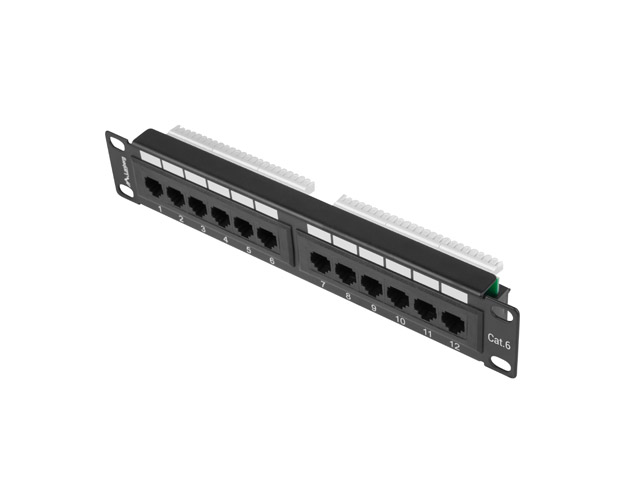 Lanberg PATCH PANEL 12PORT 1U 10" CAT.6 UTP BLACK PPU6-9012-B