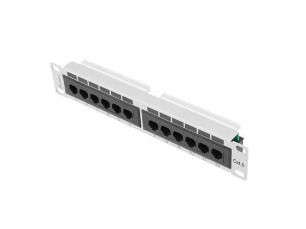 LANBERG PATCH PANEL 12PORT 1U 10" CAT.6 UTP ŠEDÝ PPU6-9012-S