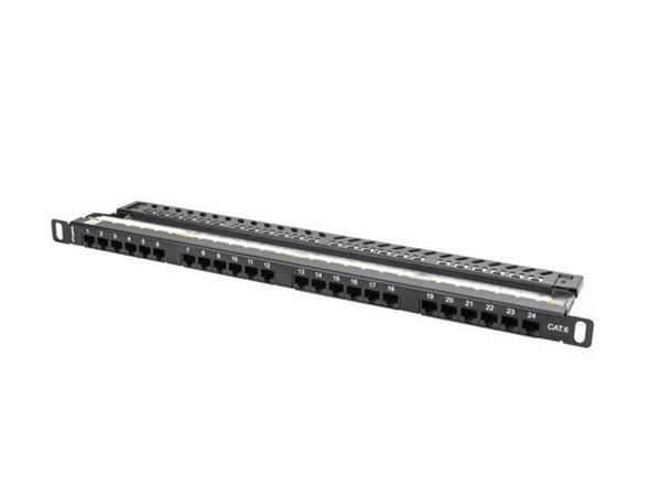 LANBERG PATCH PANEL 24 PORTŮ 0,5U 19" CAT.6 UTP ČERNÝ PPU6-0024-B
