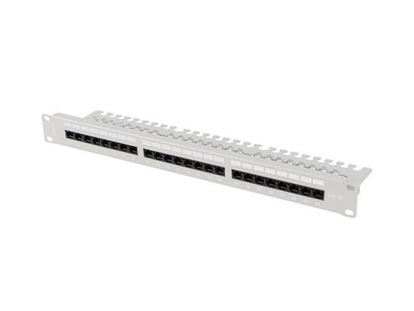LANBERG PATCH PANEL 24 PORTŮ 1U 19" CAT.5E UTP S POLICÍ ŠEDÝ PPU5-1124-S