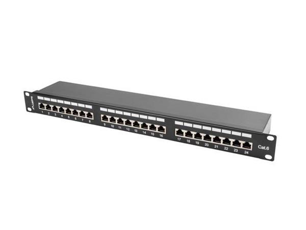 LANBERG PATCH PANEL 24 PORTŮ 1U 19" CAT.6 FTP STÍNĚNÝ ČERNÝ PPS6-1024-B