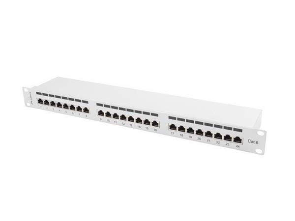 LANBERG PATCH PANEL 24 PORTŮ 1U 19" CAT.6 FTP STÍNĚNÝ ŠEDÝ PPS6-1024-S