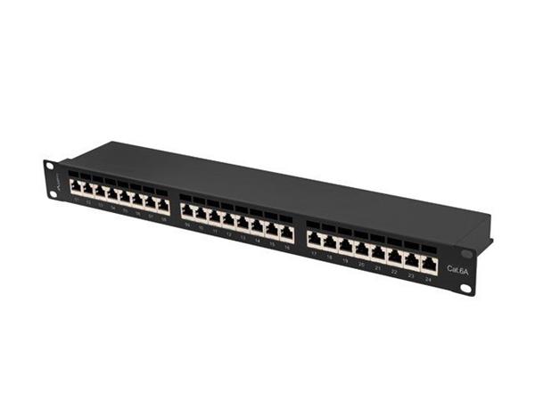 LANBERG PATCH PANEL 24 PORTŮ 1U 19" CAT.6A FTP STÍNĚNÝ ČERNÝ PPSA-1024-B