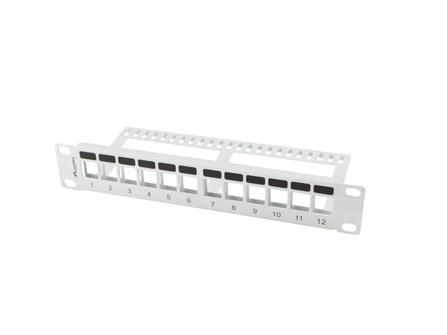 Lanberg PATCH PANEL BLANK 12 PORT 1U WITH ORGANIZER FOR KEYSTONE MODULES GREY PPKS-9112-S