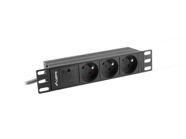 LANBERG POWER DISTRIBUTION UNIT (PDU) 10" LANBERG 1U 16A 2M 3X FRENCH OUTLETS BLACK PDU-03E-0200-BK