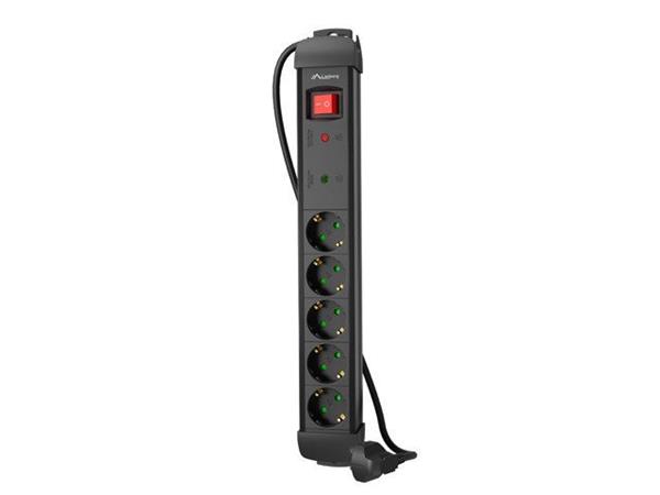 Lanberg PŘEPĚŤOVÁ OCHRANA SP1 1,5M 5X SCHUKO ZÁSUVKY ČERNÁ SP1-05F-0150-BK