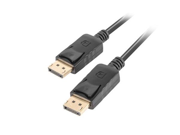 LANBERG připojovací kabel DisplayPort 1.2 M/M, 4K@60Hz, délka 1,8m, černý, se západkou, zlacené kon CA-DPDP-10CC-0018-BK