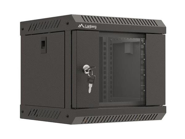 LANBERG RACKOVÁ SKŘÍŇ 10" NÁSTĚNNÁ 4U/300X300 (v rozloženém stavu) S PROSKLENÝMI DVEŘMI ČERNÁ WF11-3304-10B