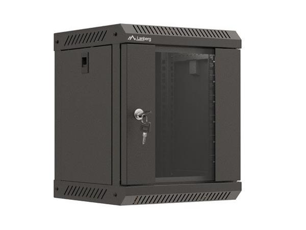LANBERG RACKOVÁ SKŘÍŇ 10" PRO MONTÁŽ NA STĚNU 6U/300X300 (v rozloženém stavu) S PROSKLENÝMI DVEŘMI ČERNÁ WF11-3306-10B