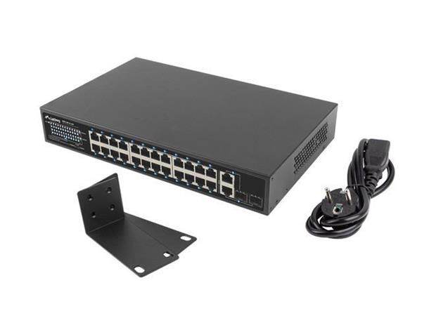 LANBERG SWITCH 24X 100MB POE+/2X COMBO RACK 19" GIGABITOVÝ ETHERNET 250W RSFE-24P-2C-250