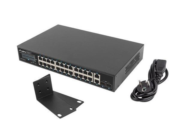 LANBERG SWITCH 24X 1GB POE+/2X GB 2X SFP RACK 19" GIGABITOVÝ ETHERNET 250W RSGE-24P-2GE-2S-250
