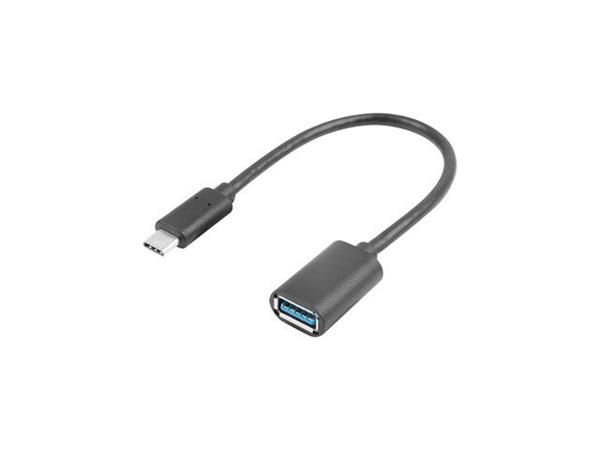 LANBERG USB-C(M) 3.1 na USB-A(F) adaptér kabel 15CM černý OTG AD-UC-UA-04