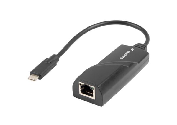 LANBERG USB->RJ45 ETHERNET ADAPTÉR SÍŤOVÁ KARTA USB-C 3.1 1X RJ45 1GB KABEL NC-1000-02