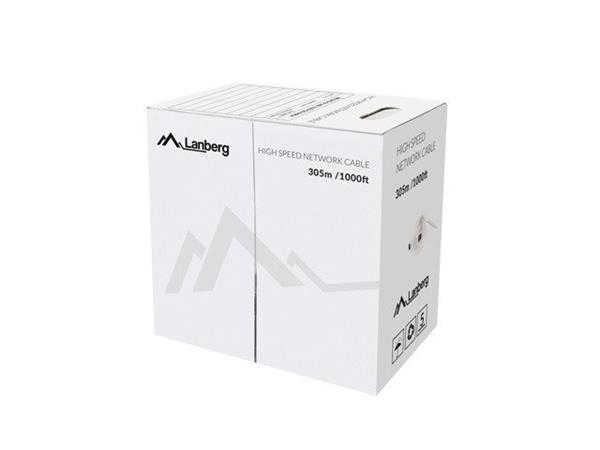 LANBERG UTP kabel CAT.6, Cu, délka 305m, šedý, Fluke passed, PVC LCU6-12CU-0305-S