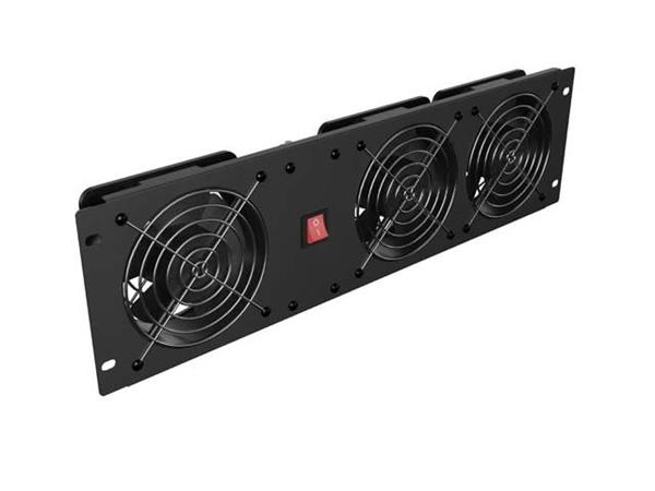 LANBERG VERTIKÁLNÍ VENTILAČNÍ PANEL 19" 3U PRO RACK TŘI VENTILÁTORY 230V ČERNÝ AK-1506-B