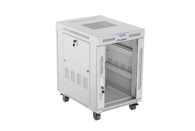 LANBERG Volně stojící skříň 19" 15U/600x800 LCD skleněné dveře šedá FF01-6815-12SL