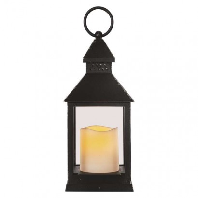 LED dekorácia – lampáš antik čierna blikajúca, 3x AAA, vnútorný, vintage, časovač 8592920093788