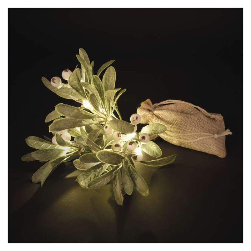 LED dekorácia - vetvička jmelí, 2x AA, teplá bílá, časovač 8592920147290