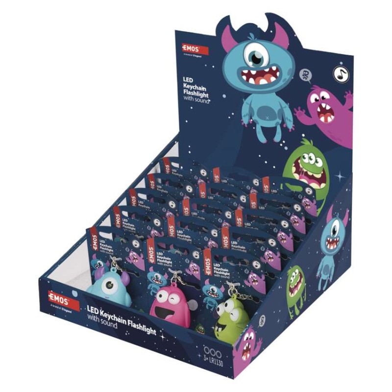 LED kľúčenka - príšerky so zvukom, 18 ks, display box 8592920145692