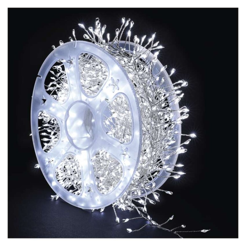 LED nano reťaz na cievke, strieborný, 19,2 m, studená biela, časovač 8592920158630