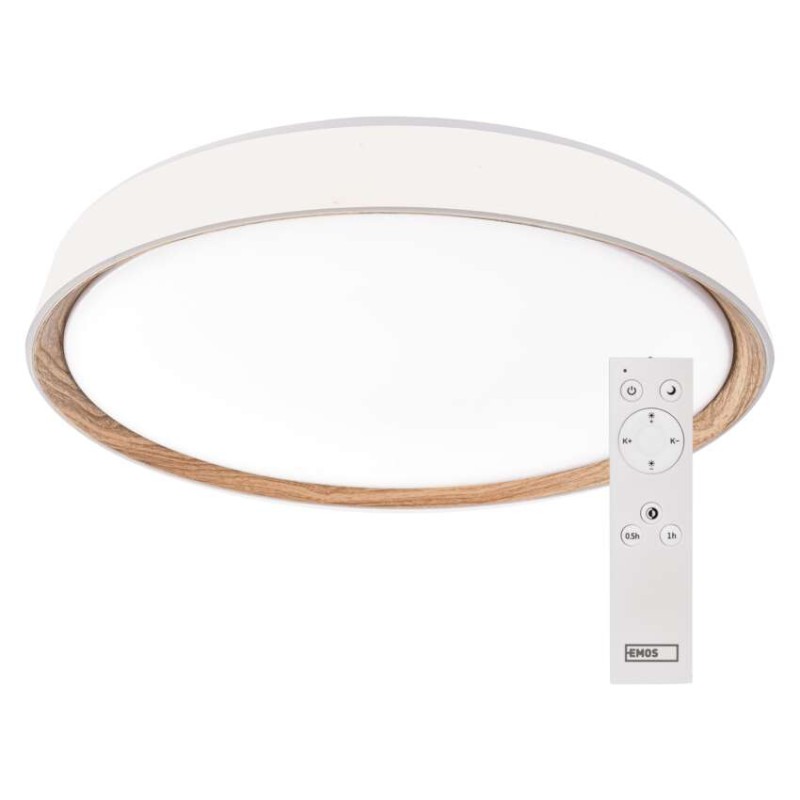 LED nástenné svietidlo ILVI, kruhové 45 W, stmievateľné so zmenou CCT, biela + drevo 8592920157435